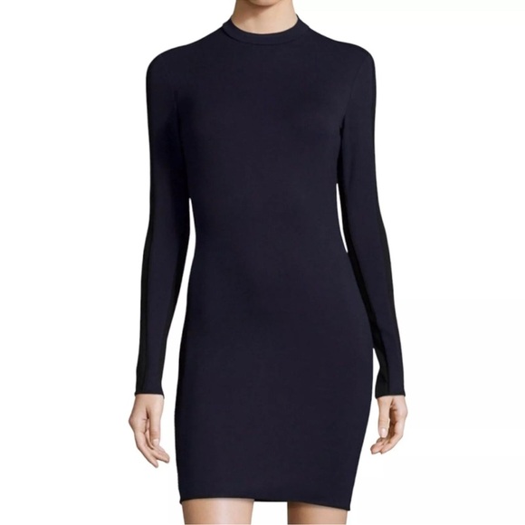 RAG & BONE Jean Reilly Dress Size M Scuba Long Sleeve Navy Black Stretch Bodycon - Picture 1 of 12